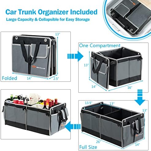 Goplus Cargo Box, Waterproof Rooftop Cargo Carrier with Car Trunk Organizer, Heavy Duty Roof Storage Box, 14 Cubic Feet (White) 3 Goplus Cargo Box, Waterproof Rooftop Cargo Carrier with Car Trunk Organizer, Heavy Duty Roof Storage Box, 14 Cubic Feet (White)