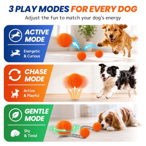 Smart Interactive Dog Toys, Automatic Rolling Ball with 3 Interactive Modes - image 3