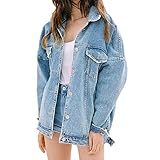  Unbekannt Damen Mädchen Denim Jacke Jeansjacke BF Lose Jeans Mantel Frühling Herbst … (S)