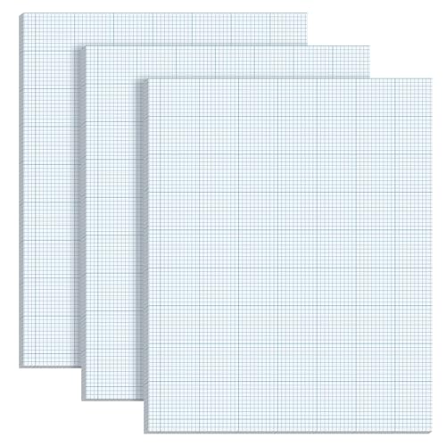 Ctosree Bloco de papel quadriculado de engenheiro de volta às aulas com 3 peças, 21 x 27 cm, bloco d