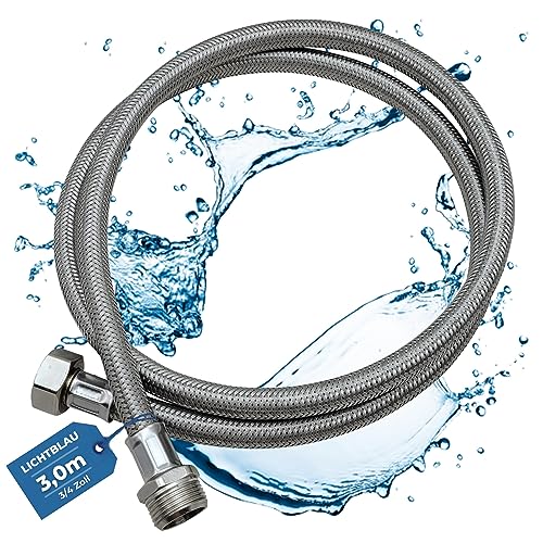 LICHTBLAU Knickfester Aquastop Verlängerungsschlauch I 3,0m I Anschluss 3/4 Zoll Waschmaschine Geschirrspüler I 2982 Panzerschlauch...