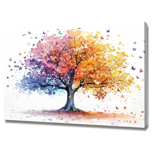 Art abstrait d'arbre coloré pour decoration murale salon moderne et lumineux