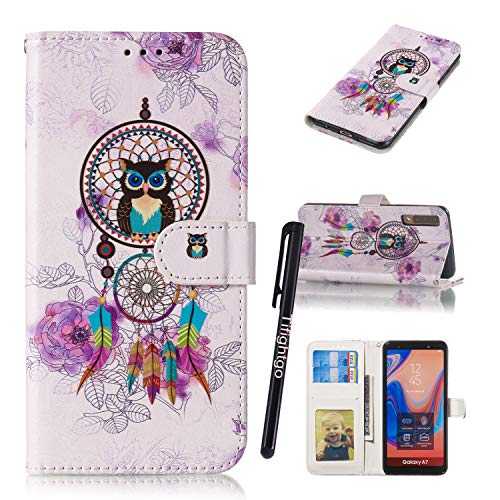 Samsung A7 2018 Shockproof Case,Tifightgo Colorful Polished Embossed FILP PU Leather Cover Silicone Shell Wallet Case for Samsung Galaxy A7 2018 with Card Slots/Stand Function/Magnetic Buckle