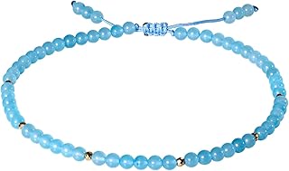 خلخال من العقيق الأزرق الطبيعي للنساء جويفر مجوهرات قدم للشاطئ أحجار كريمة حقيقية وكريستالات علاجية قابل للتعديل لليوجا والتأمل