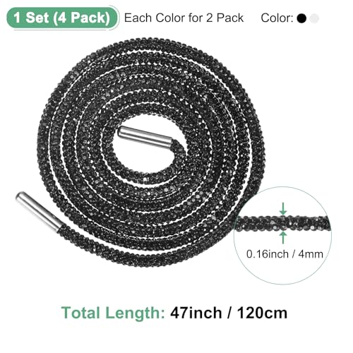 Lacets ronds en strass 119 cm pour remplacer les cordons ternes de baskets - 3