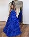 SeaGentSuit Tiered Strapless Prom Dresses Long 2026 Ruffle Sparkly Corset Formal Evening Gown with Slit Navy Blue