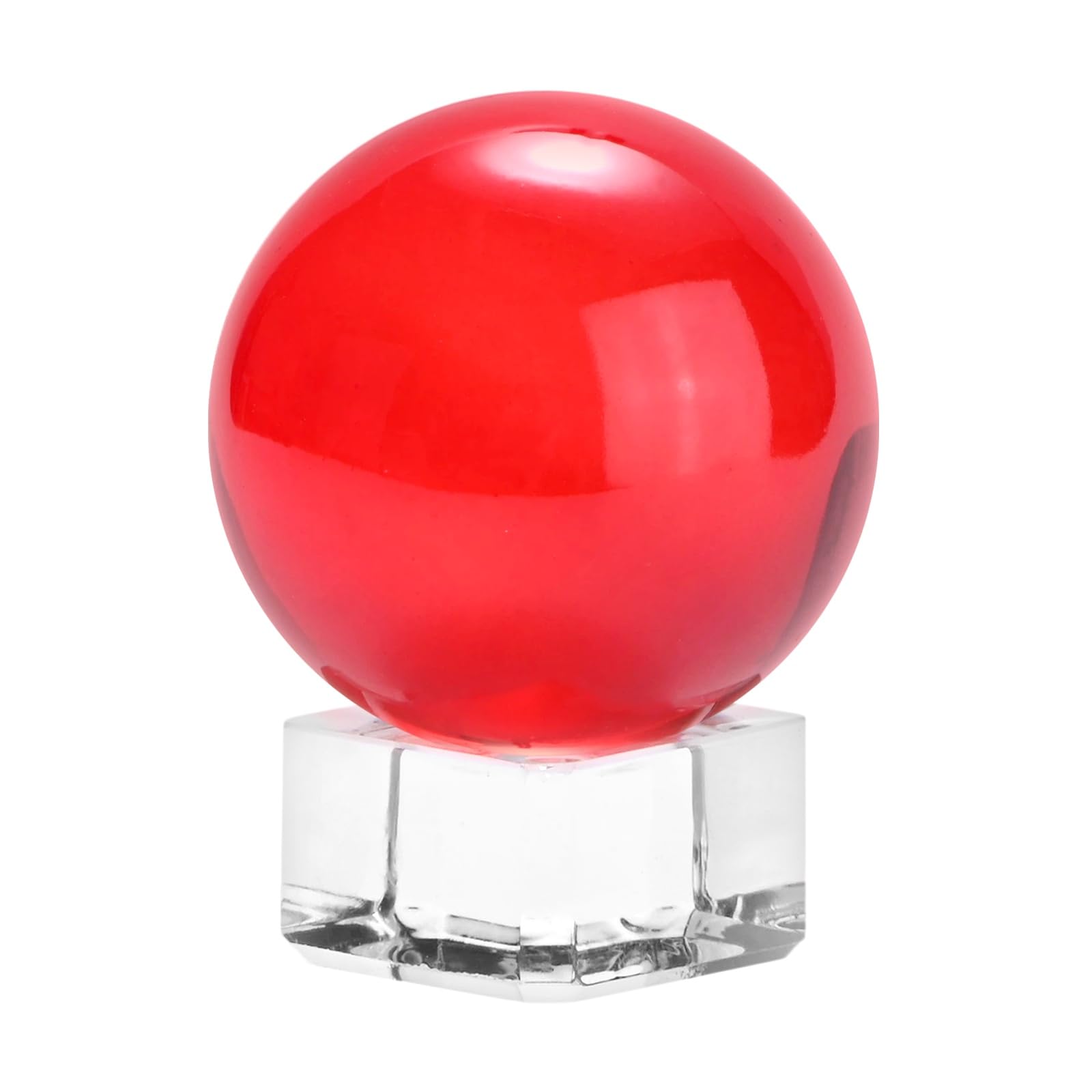 M METERXITY 40mm/1.6 Inch K5 Crystal Glass Ball with Stand Solid Crystal Ball Sphere Ornament for Home/Office/Photography/Magic [Red] — image 1