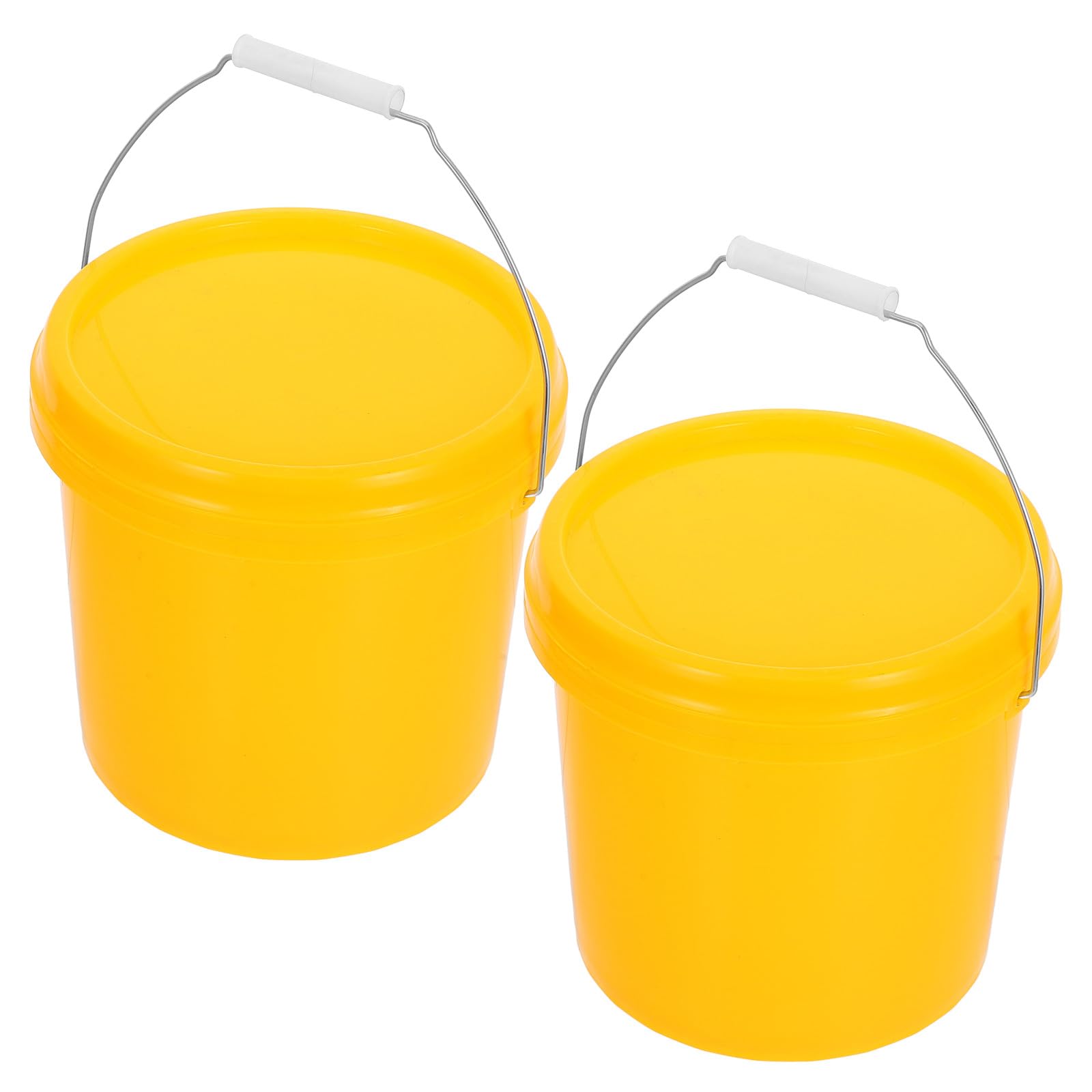 Operitacx Secchio di Plastica Portatile 5l con Coperchio Ermetico, Contenitore Multiuso per Acqua e Vernice, Set da 2 Pezzi per Uso Domestico e Giardinaggio, Resistente e Facile da Pulire