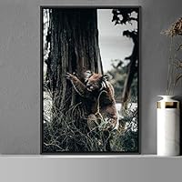 Framed Canvas Wall Art Koala Bear Animals Expressive Farmhouse/Country Living Room Monkey Multicolor Photography - 16x24 inches