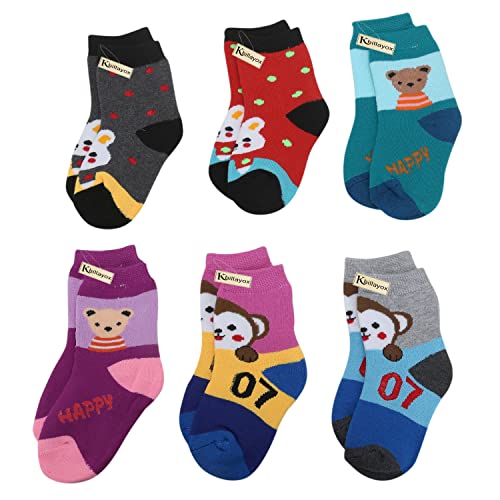 Image of Khillayox Kids Warm Woolen Winter Ankle Socks for Baby Boys and Girls - Thick Terry Towel Socks Pack of 6
