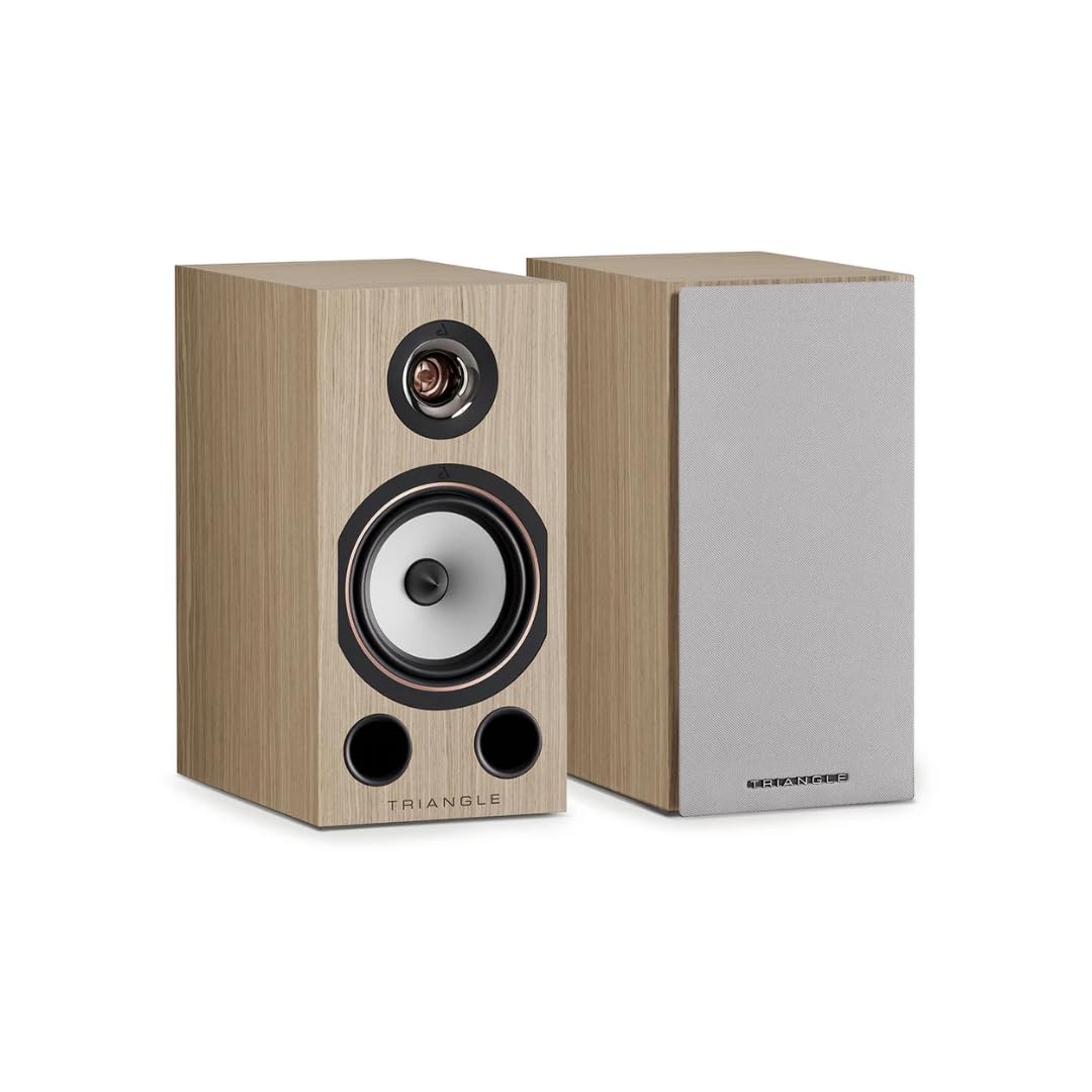 triangle Audio Comète 40th Anniversary Bookshelf Speakers Pair, Rose Gold Magnesium Dome Tweeter, Cellulose Paper Woofer, Expansive Soundstage, Exceptional Bass Delivery - (Sycamore)