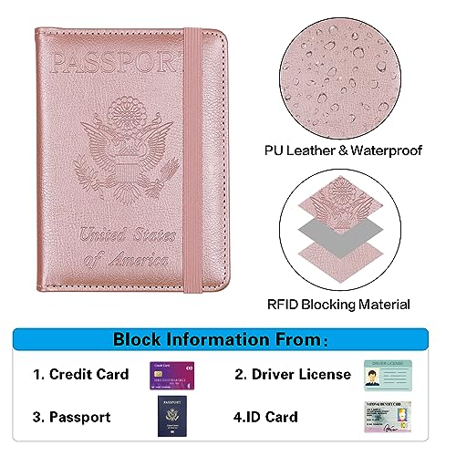 Image of Melsbrinna Premium Leather Passport Holder Covers Case, Waterproof Rfid Blocking Travel Wallet Passport Holder with Pen Holder, Cute Passport Book for Women /Men