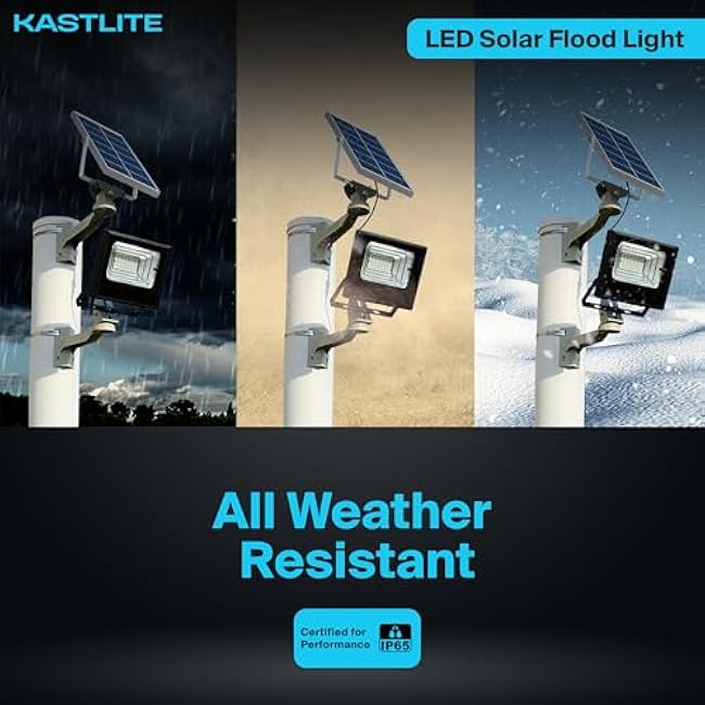 KastLite Solar Flood Light Fence/Security Floodlight Spotlight 10W 80 Watt Equiv. 5000K