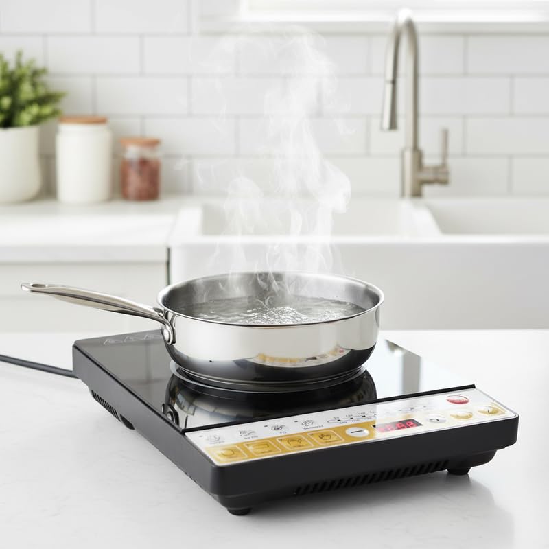Image of Drumstone (15 Years Warranty) 2000W Portable Induction Cooktop - Fast Heating Electric Stove with Timer and Auto Shut-Off, Single Burner for Kitchen, Hostel & Travel