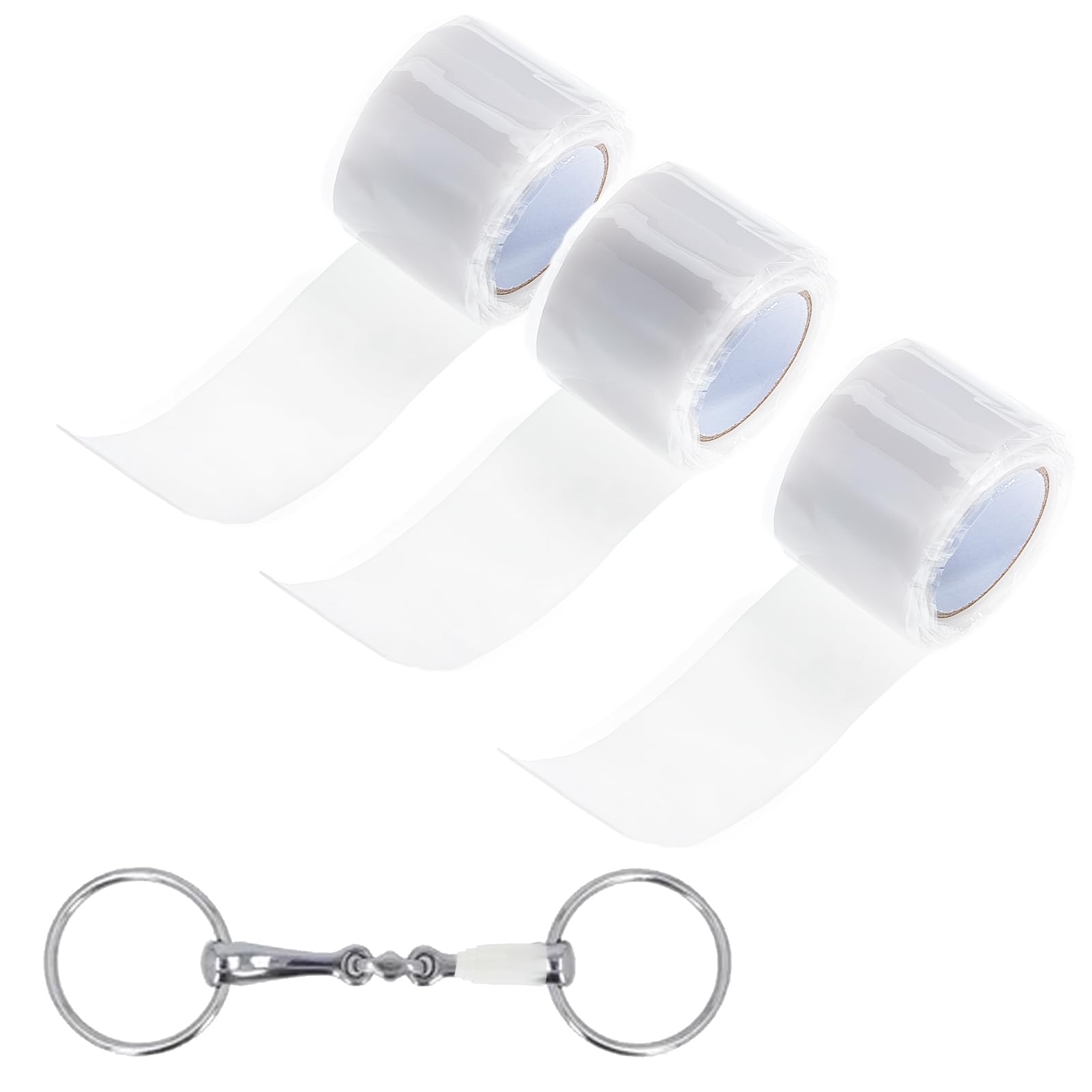 NICENEEDED 3 Rollo de Banda para Embutir Bocados de Caballo, Cinta Elástica de Silicona de 2.5cm X 1 m para Proteger la Broca de Caballos, Ideal para Equinos Y Ecuestres.