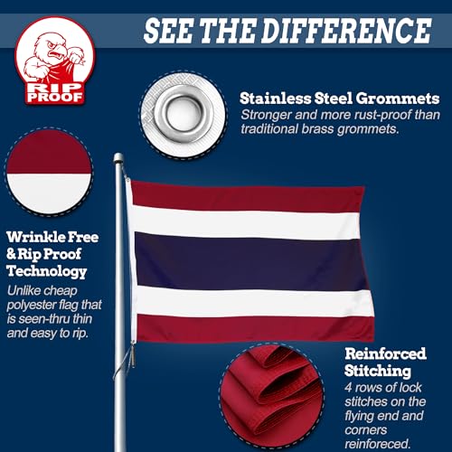 Drapeau Thaïlande double face résistant Anley grand format 90x150cm imperméable - 6