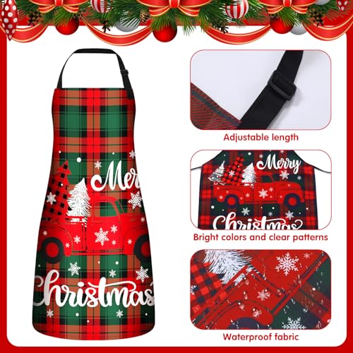 Bencailor Conjunto de 4 aventais de Natal à prova d'água ajustáveis divertidos avental de cozinha b