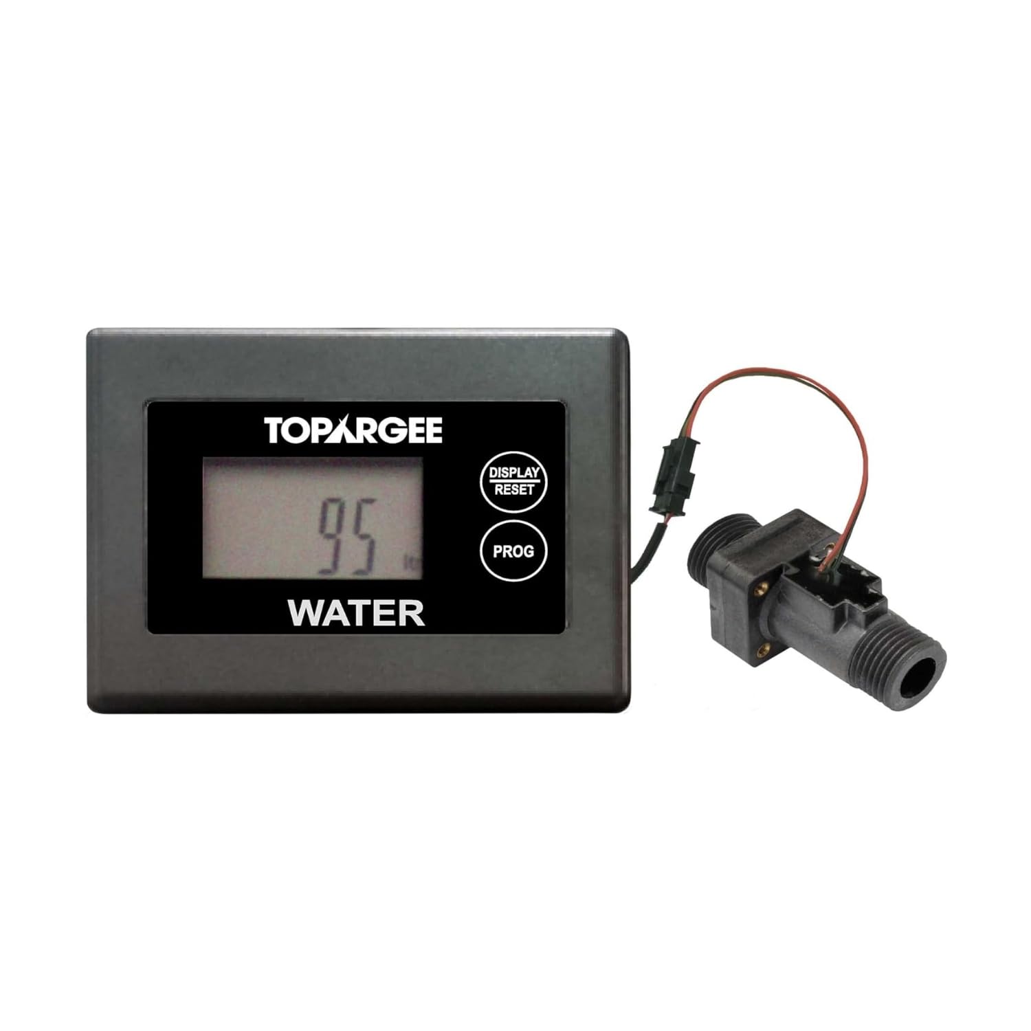 Topargee Surface Mount Water Tank Gauge - Real-Time RV, Caravan & Boat Accessory - Accurate RV Water Tank Level Indicator - Tracks Flow (Liters/Gallons), No Drilling, Compact Display, Battery Powered