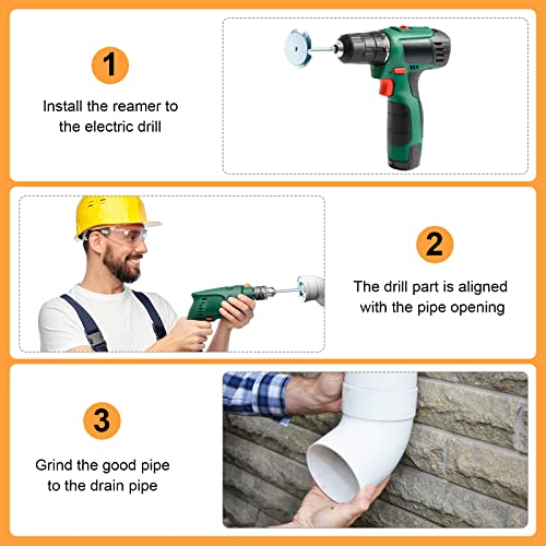 Lothee 3 Pcs Socket Saver Set For Pvc Plumbing Pvc Pipe Cutter, Fits 1/2 Variable Speed Power Drill, 1-1/2 In, 2 In, 3 In Bits Pvc Pipe Reamer Tool Fitting Saver For Removing Sch 40 From Hub #TOP2