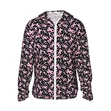 breast cancer awareness-e - giacca con cappuccio con cerniera e protezione solare, leggera, a maniche lunghe, per uomo e donna, nero, xl