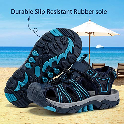Jmfchi Boys Girls Sports Sandals Summer Kids Closed Toe Outdoor Sandals Athletic Water Shoes Sandals Child Pool Beach Sandals Quick Drying Slip Resistant Blue #TOP4