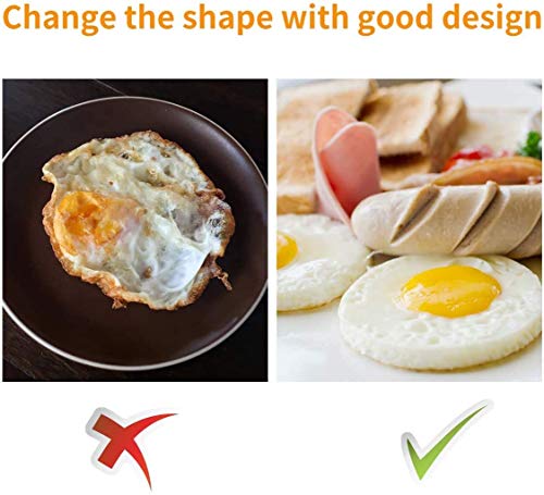 Foto von Sucastle Edelstahl Ei Ring,4 Stück Edelstahl Omelettform,Eierkochringe zum Kochen,Pancake form,Spiegelei Form Griff Pfannkuchen Ring,Für Spiegelei/Pfannkuchen/Omeletts und Mehr