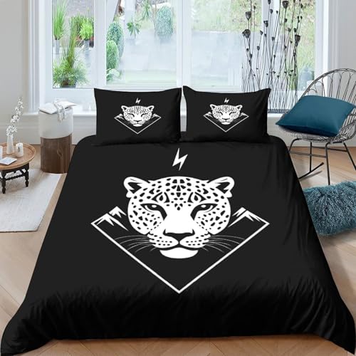Housse de couette motif animal léopard 3D microfibre avec 2 taies - 4