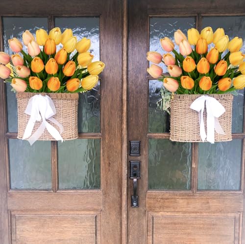 Image of 24 Pcs Artificial Tulips Flowers Mixcolor Real Touch Fake Tulips Fake Flowers for Mother's Day 13.5 inch Faux Tulips Faux Flowers Bulk Artificial Tulips Flowers for Vase Centerpieces Home Wedding Bouquet