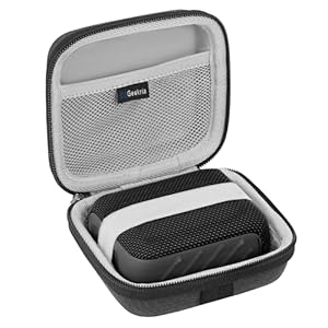 Geekria Shield Speaker Case Compatible with JBL Go 5/4/3, Go 3 Eco Cover, Replacement Hard Shell Portable Speaker Protective Carrying Bag with Cable Storage, Keychain Carabiner (Dark Grey)