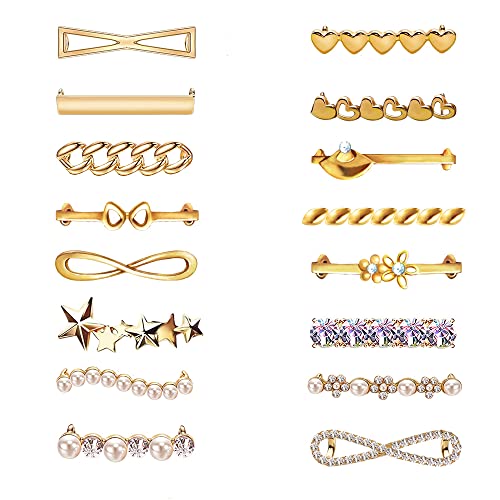 16 PCS Shoelaces Clips Decorations Charms With Rhinestones Faux Pearl Fashion Accessory Gift for Sneakers and Casual Shoes - Party Accessory