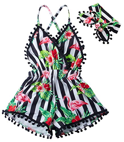 1sth Birthday Toddler Kids Tassel Jumpsuits Swimsuits Romper Sleeveless Trap Backless Floral One Piece Outfit Set Summer Dress Clothes 12-18 Months