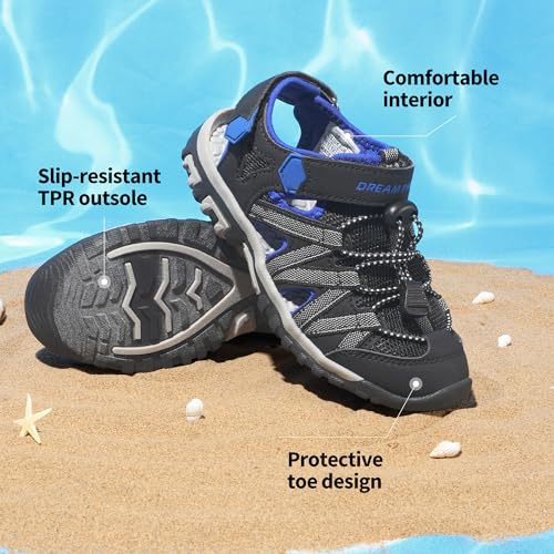 Image of DREAM PAIRS Boys Girls Closed-Toe Outdoor Summer Water Sport Sandals for Toddler /Little /Big Kid