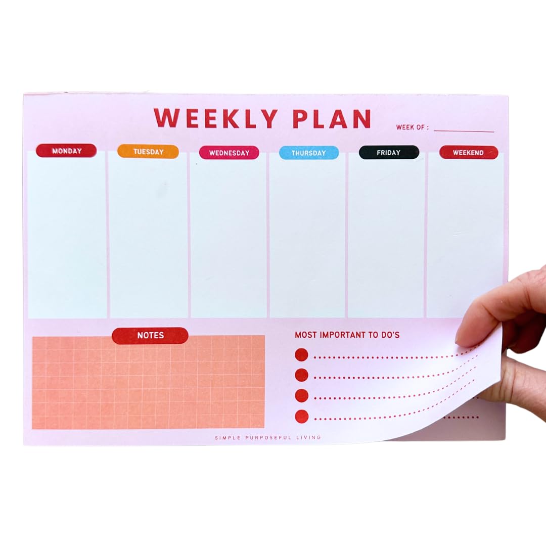 Weekly Planner Notepad – Tear-Off Weekly to do List Notepad, Weekl y Desk Calendar Notebook for Productivity, Task Planner for Time Management,
