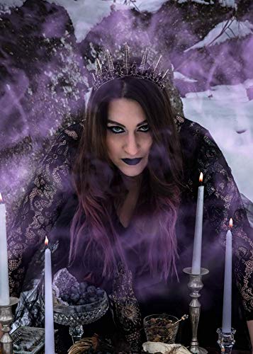Sweetv Gothic Crown Pageant Tiara For Women, Black Queen Tiaras And Crowns, Witch Costume Party Accessories For Wedding Halloween Prom #TOP3