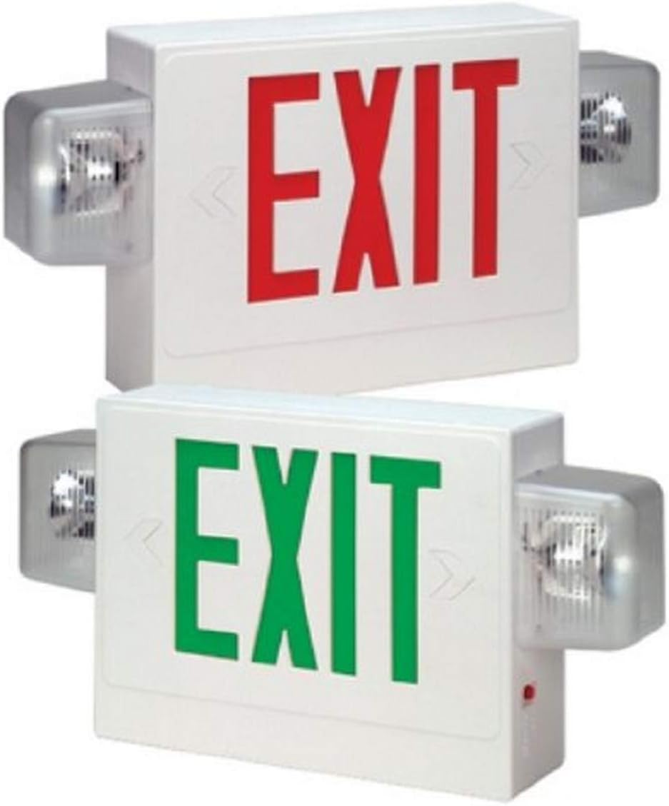 Compass ESMXWR3 Combination LED Exit Sign and Emergency Lighting Unit with Side-Mounting Heads, Red Letters