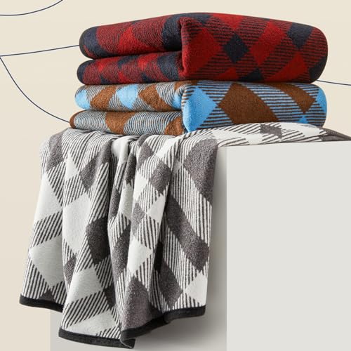 ACUSHLA Merino 58% Wolldecke Decke Kuscheldecke Große Super Soft Sofadecke Wohndecke Tagesdecke Bettüberwurf Warme Gehäkelte Winter Blanket (160x200 cm |Schottisches Karomuster Rot) – Bild 4