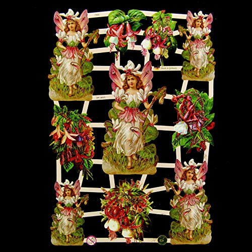 Glanzbilder Set mit Elfen und Blumen 4 verschiedene Motive