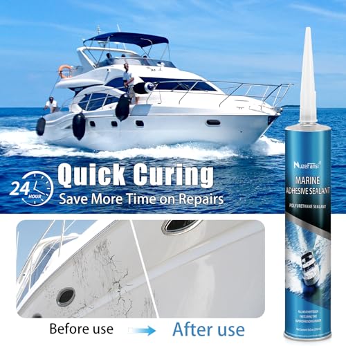Image of 5200 Marine Sealant Fast Cure - Marine Adhesive Sealant (White) - Permanent, Waterproof Bond & Seal - UV Resistant, Above and Below Waterline - Polyurethane Sealants for Boats, RVs, and Cars (4 Pack)