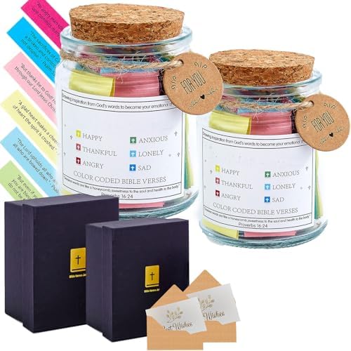 Bible Verse Jar, Bosses Day Gifts for Women, The Hope Scripture Jar Gifts for Teens, Retirement Gift for Woman, Message in a bottle, Father's Day Gift For Dad, Regalos Para Mujer Cristiana (2pcs)