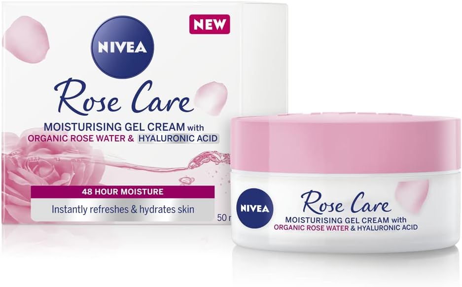 NIVEA Soft Rose 24h Day Cream (50 ml), Face Care with Rose Water and Hyaluron, Light Gel Face Cream for Smooth Delicate Skin, Moisturising Cream