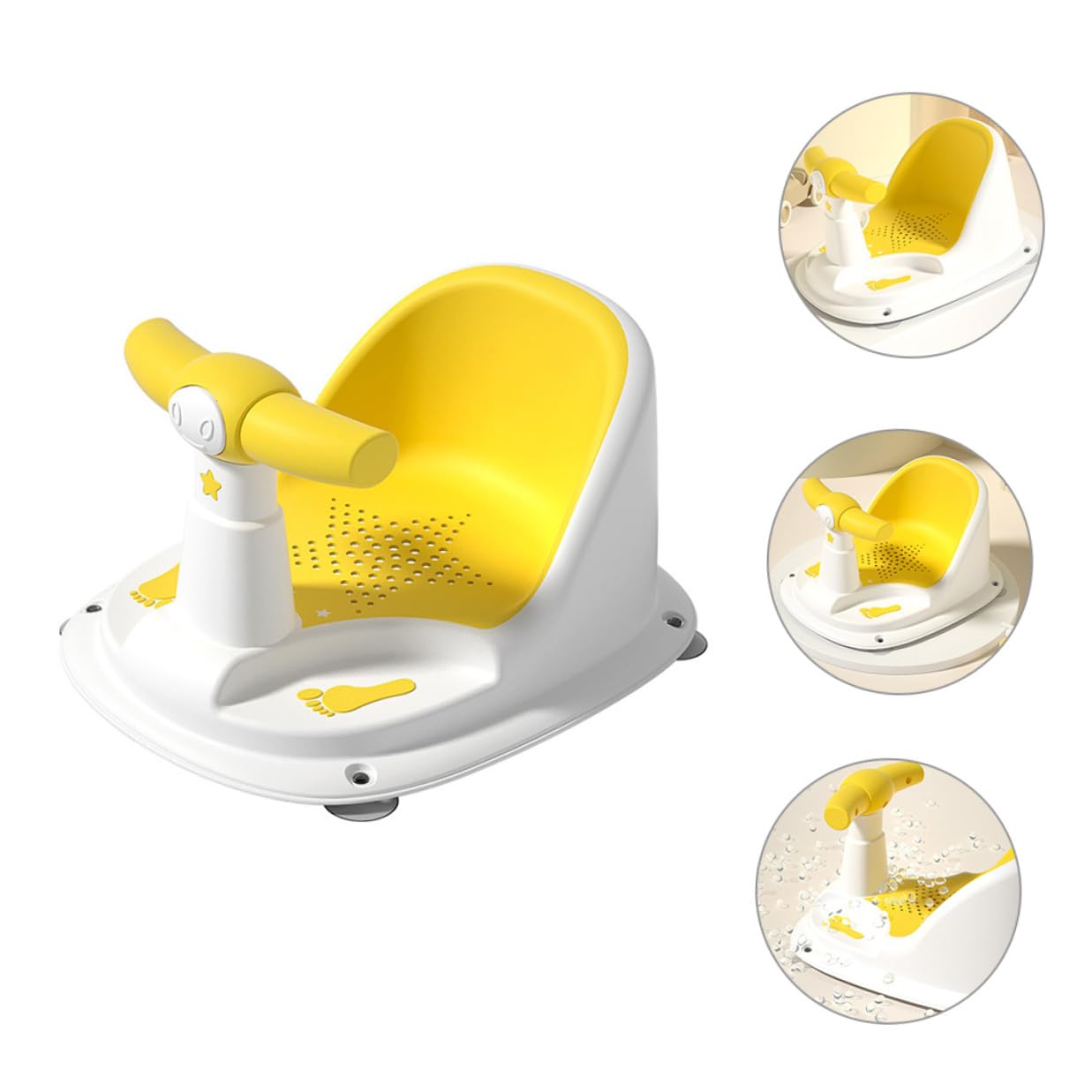 Bath Seat Tub Chair Non-Slip Yellow Bathtub Seat for 12 Months Plus with Breathable Mesh Support Suitable for Newborn Bathing