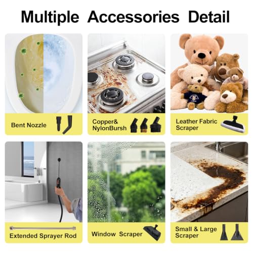 Image of 2500W Handheld Steam Cleaner, 3 Bar 221F High Temperature Steam, 15s Fast Heat-Up, 1.6L Water Tank, 3 Adjustable Steam Levels. Ideal for Kitchens, Sofas, Hard Floors, Tiles & Car Interiors【Cream】