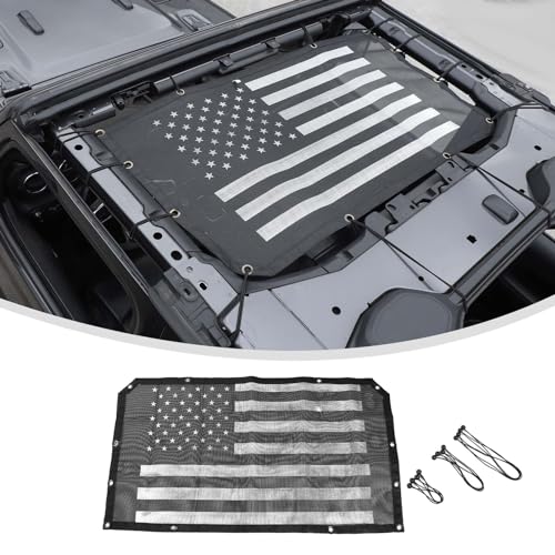 Linskip Overhead Protection Sun Shade Compatible with 2018-2025 Jeep Wrangler JL 4XE 2&4 Door, Freedom Mesh Screen Sunshade Bikini Top Cover for Jeep Wrangler Exterior Accessories(Black & White)