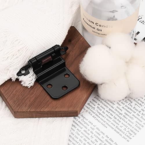 Knobelite 25 Pairs (50 Pcs) 3/8 Inch Inset Matte Black Cabinet Hinges, Self Closing Hinges For Kitchen Cabinets/Cupboard/Furniture Doors, Kitchen Cabinet Door Inset Hinges Black With Screws #TOP6