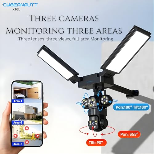 Image of XUGA-Cybernautt Series X16L 18MP Triple Lens PTZ Solar 4G Sim Outdoor Solar Streetlight CCTV Camera | Color Night Vision | Motion Detection | Water Proof | Use Air-tel 4G Sim