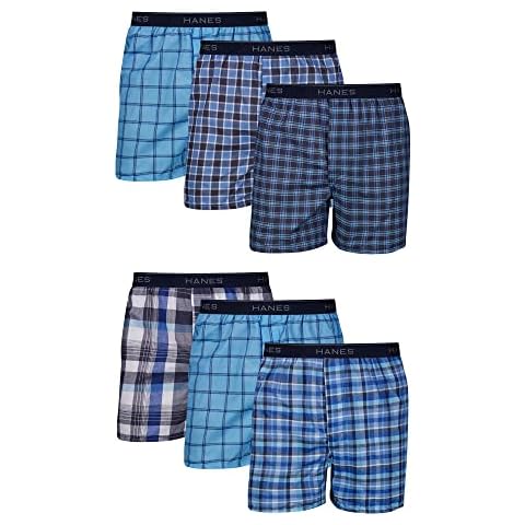 Hanes Men Hanes Men's Tagless Boxers with Exposed Waistband, Assorted Multi-Packs and Colors Cover