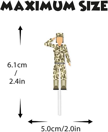 Miniatura 4 de 18 piezas de camuflaje con purpurina de soldado militar silueta de postre para decoración temática de guerra, suministros de decoración de fiesta de