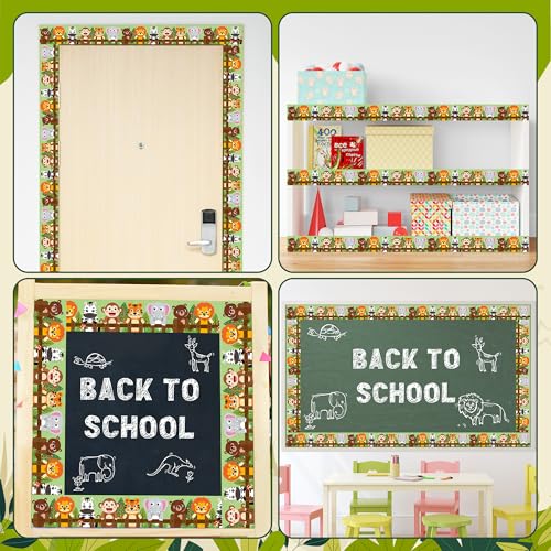 Image of BeYumi Jungle Animals Border Trim - 65ft Back to School Jungle Animals Straight Rolled Border Trim Cute Safari Themed Zoo Animal Bulletin Board School Classroom Office Chalkboard Party Holiday Decor