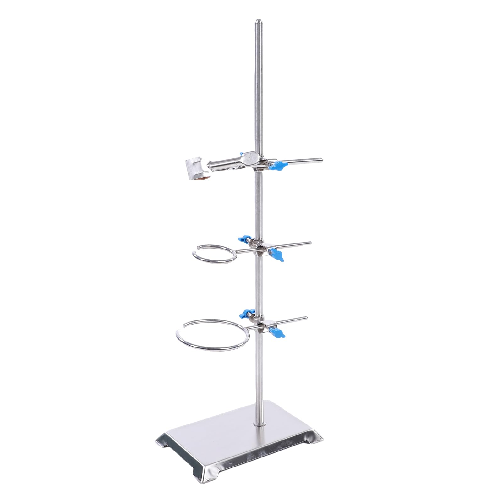 Generic Laboratory Stand Set, Stainless Steel Lab Support Stand with Flask Clamp and Burette Clamp, for Physics Chemistry Experiments and Teaching Aid