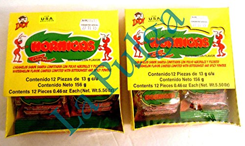 2 Packs - Hormigas Watermelon Flavor Mexican Candies Confited with Spicy Powder 24 pcs
